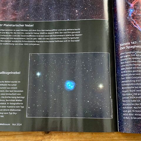 IMG_5982 2 Druck meiner Aufnahme vom Kristallkugelnebel mit namentlicher Erwähnung im Printmedium 