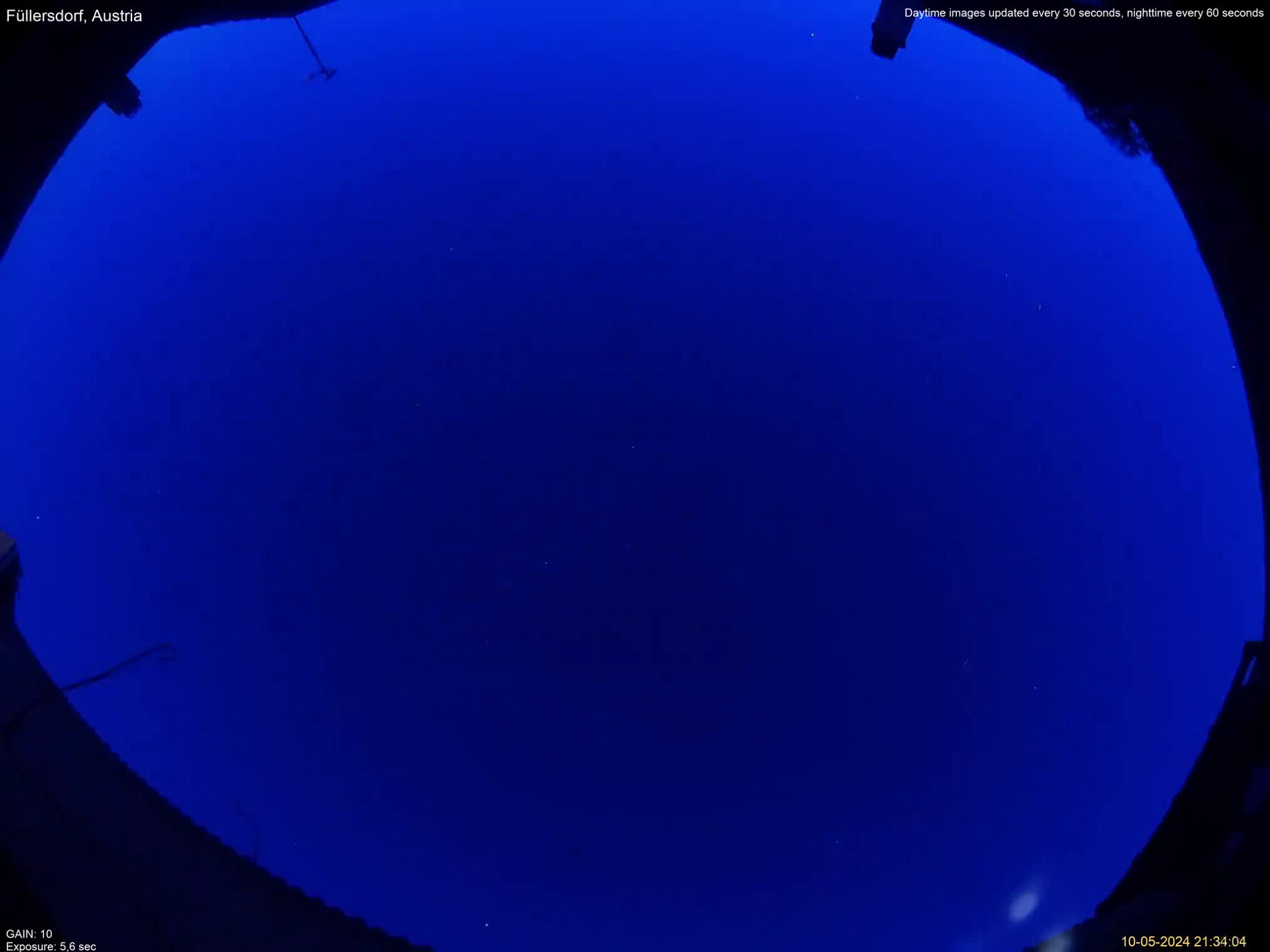 allsky-20240510 Das hat meine All-Sky Kamera in der Nacht vom 10. auf den 11.5.2024 aufgenommen. Es war ein G5 Sonnensturm.