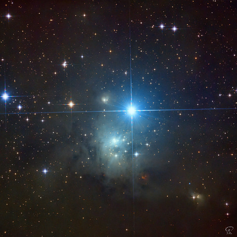 ic348 Reflexionsnebel IC348/IC1985 beim hellen Stern Atik, ungefilterte Aufnahme von letzter Nacht. Die Bildbearbeitung war eine Herausforderung, weil Atik (Omikron...