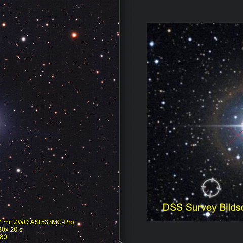 Bildschirmfoto 2025-10-26 um 20.31.07 Die letzten Tage habe ich versucht herauszufinden, ob die Abbildung im DSS Survey des Sternensystems HD216380A/B einen blauen Nebel zeigt oder ob das ein...